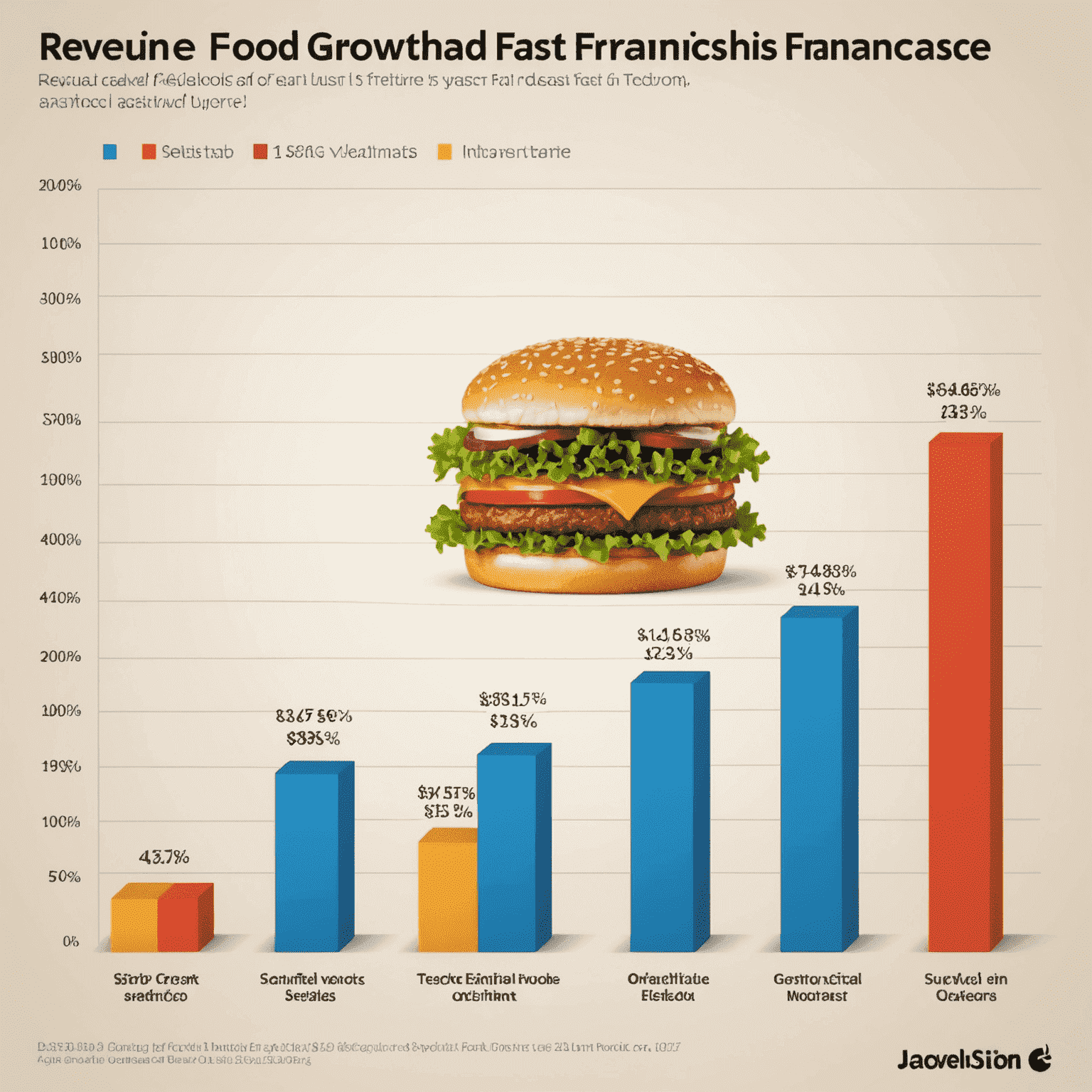 Un graphique montrant la croissance des revenus d'une franchise de fast-food sur plusieurs années